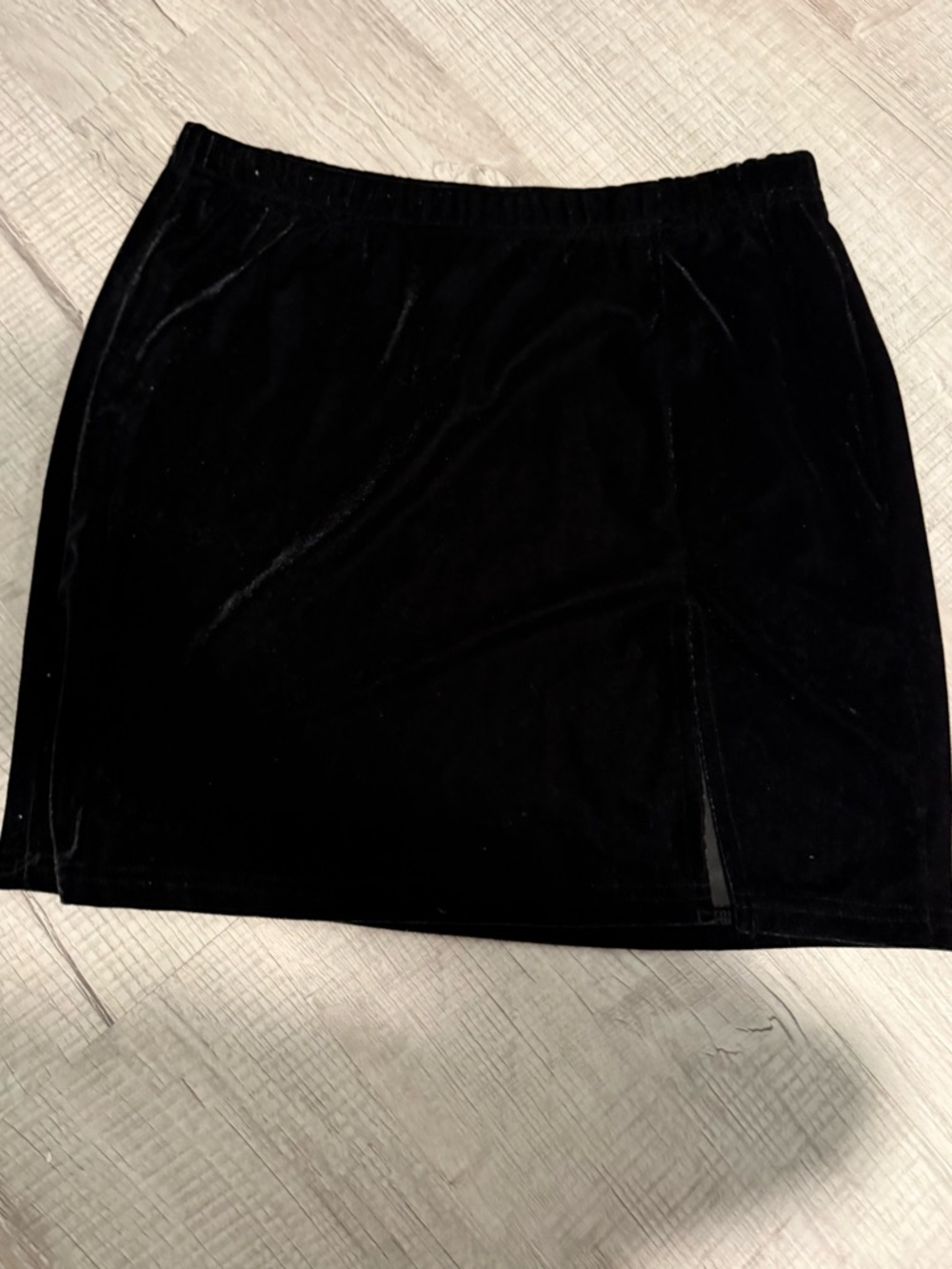 Black Velvet Mini Skirt with Subtle Slit